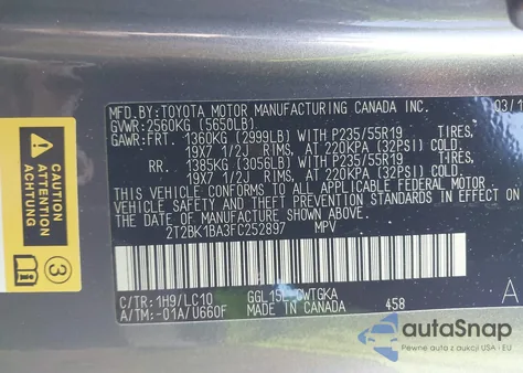 2015 Lexus Rx 350 z USA, uszkodzony, nr VIN 2T2BK1BA3FC252897